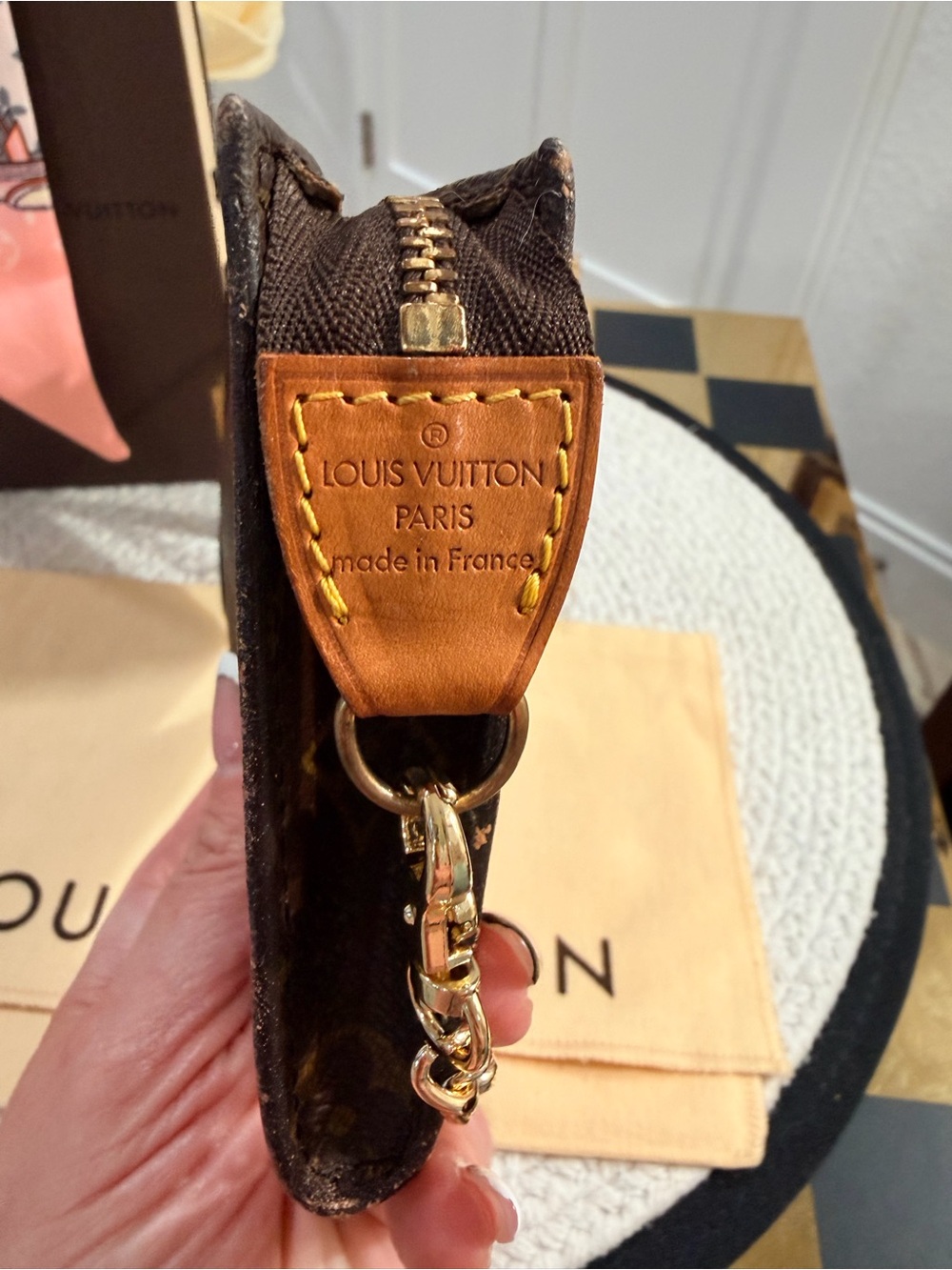Louis Vuitton Monogram Toiletry Bag with chain , LV dust bag & LV Box & Orage - Picture 10 of 16